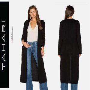 Tahari Women's Elegant Black Long Cardigan, Small